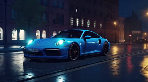 A mesmerizing desktop wallpaper showcasing a striking blue 2021 Porsche ...