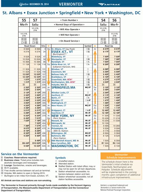 AMTRAK VERMONTER SCHEDULE PDF