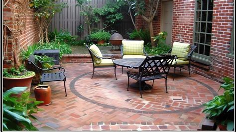 Patio Surrounded By Brick Pavers And Brick Patio Furniture Background ...