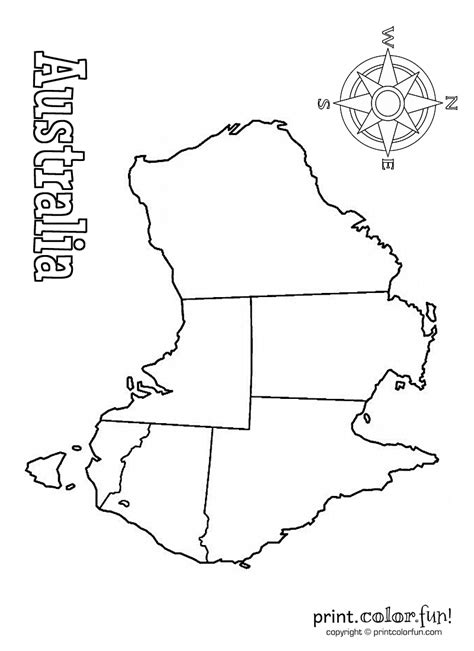 Blank map of Australia coloring page - Print. Color. Fun!