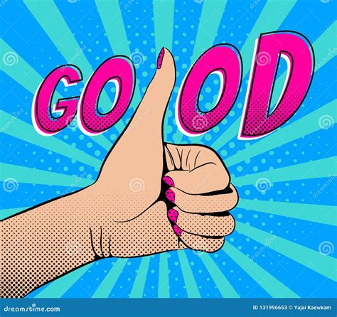 Hand Showing Thumb Up with Good Word Stock Vector - Illustration of ...