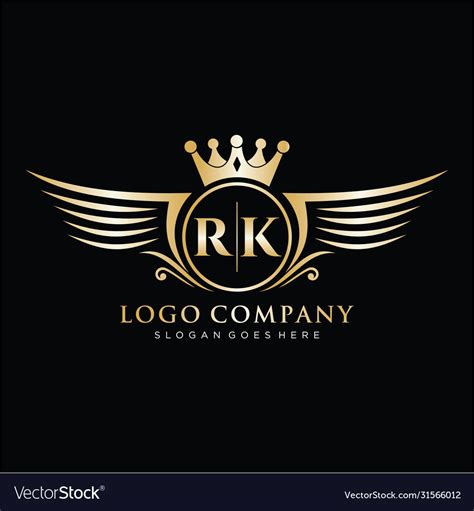 Rk letter initial with royal wing logo template Vector Image