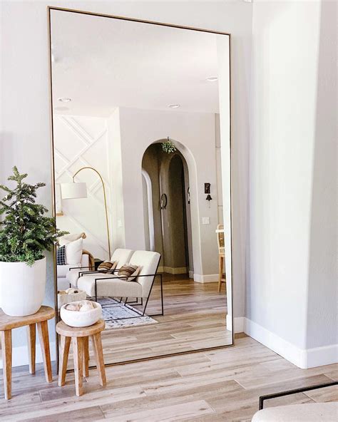 Linnea Floor Mirror in Brass—Arhaus | Big mirror in bedroom, Apartment ...