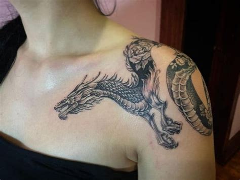 60 Fiery Dragon Tattoos for Women [2023 Inspiration Guide] | Shoulder ...