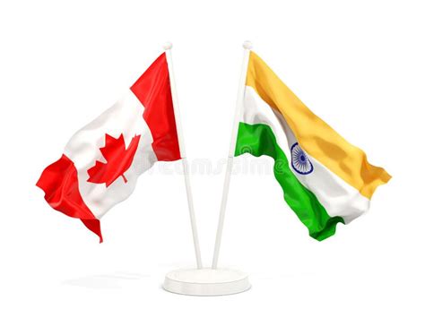 Two Waving Flags of Canada and India Stock Illustration - Illustration ...