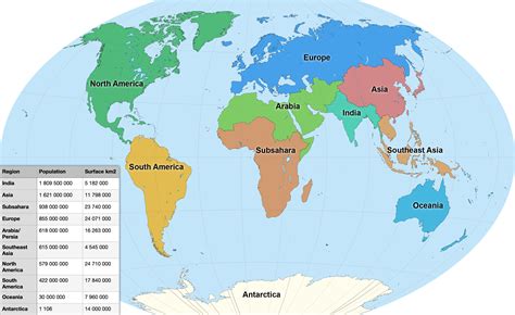 World Map Split Into Continents - State Coastal Towns Map