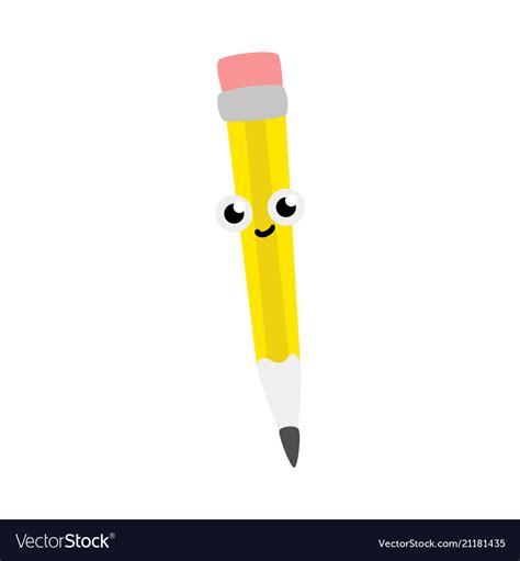 Cute simple pencil with eraser cartoon character Vector Image