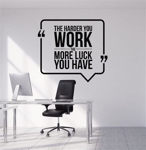 Vinyl Wall Decal Motivational Quote Hard Work Office Decorating Art St ...