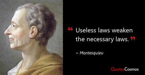 “Useless laws weaken the necessary laws.” Montesquieu Quote