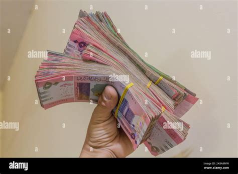 Hand holding stacks of Sudanese Pound banknotes Stock Photo - Alamy