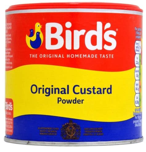 Bird’s Custard Powder 300 gr. packed in a drum.