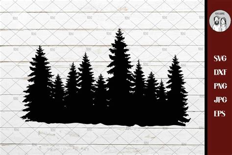 Art & Collectibles Drawing & Illustration Treeline Forest SVG Tree Line ...