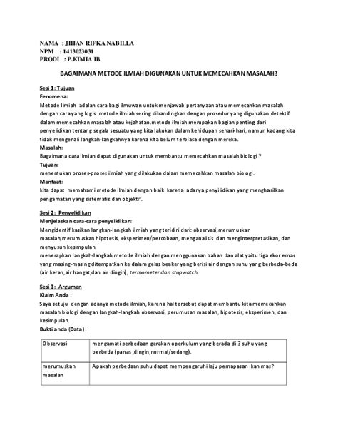 (DOC) Metode ilmiah biologi contoh | Jihan R I F K A Nabilla - Academia.edu