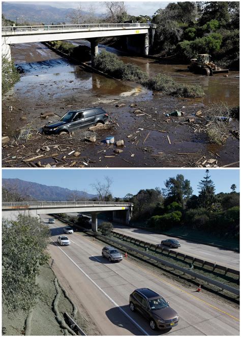 California mudslides, before and after cleanup