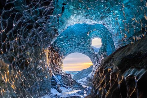 Vatnajokull National Park in Jokulsarlon Iceland. An ice cave in a ...