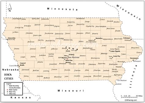 Map of Iowa Cities, List of Cities in Iowa by Population - Whereig.com