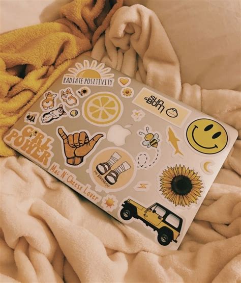 yellow macbook inspo😛 | Aesthetic stickers, Computer sticker, Yellow ...