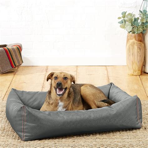 FRISCO Rectangular Bolster Dog Bed w/Removable Cover, Dark Gray, Large ...