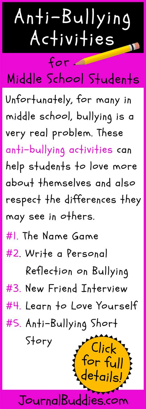 Anti-Bullying Activities for Middle School Students • JournalBuddies.com