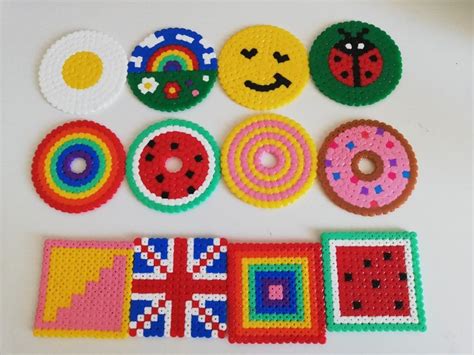 Hama bead coasters 💗 | Hama beads coasters, Perler crafts, Perler bead ...