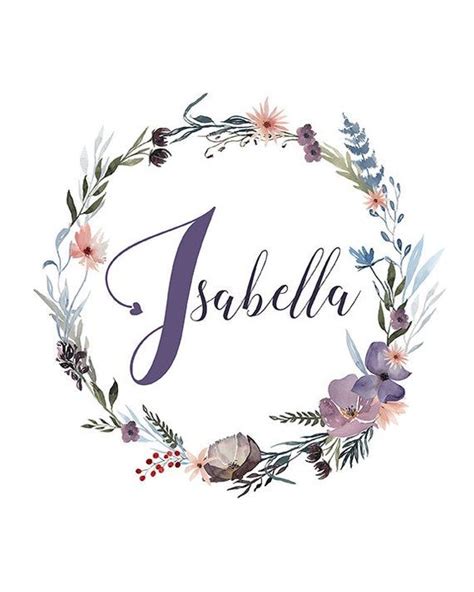 Isabella Name, Isabella Print, Floral Wreath Wall Art, Isabella Wall ...