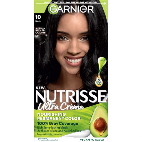 Garnier Nutrisse Nourishing Hair Color Creme, 10 Black Licorice ...