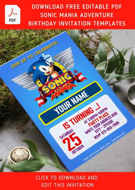 (Free Editable PDF) Super Cool Classic Sonic The Hedgehog Birthday ...