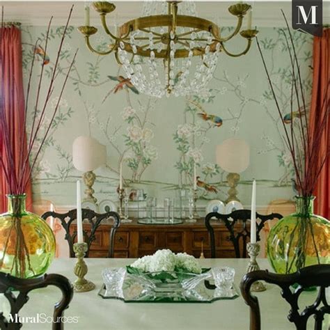 Maysong Green is a traditional chinoiserie mural filled with large ...