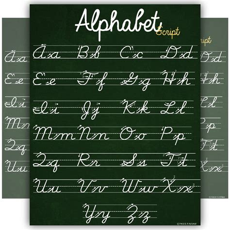 ABC Cursive Script Alphabet poster STANDARD SIZE chart LAMINATED ...