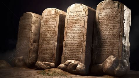 Set Of Stone Tablets On A Dark Background, Picture Of Ten Commandments ...