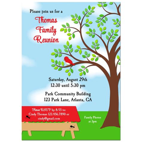 Family Reunion Picnic BBQ Park Invitation Printable or | Etsy