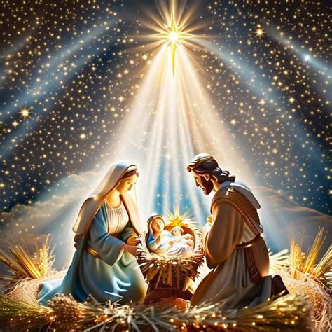 Beautiful Nativity Scene With Joseph Mary and Jesus - masterpiece-AR1x1 ...