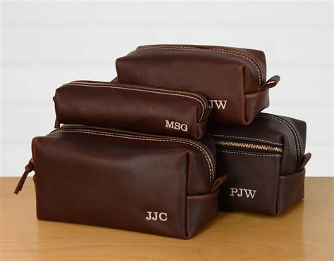 Personalized Leather Dopp Kit Groomsmen Gift | Monogram Leather Mens ...