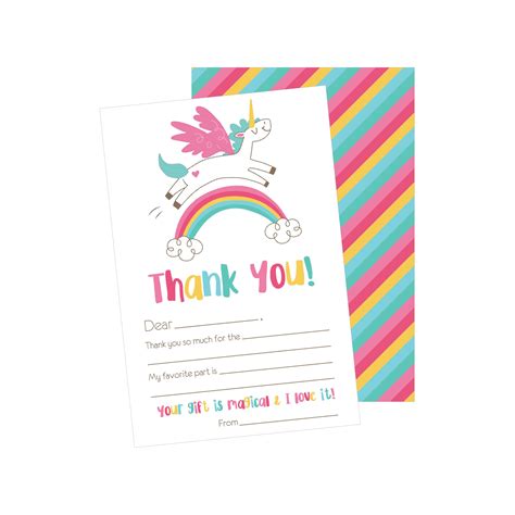 Unicorn Thank You Cards - Printable Cards