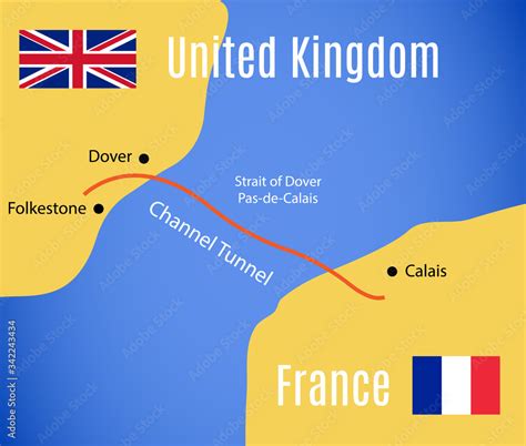 Schematic map of the Eurotunnel (Channel Tunnel). vector de Stock ...