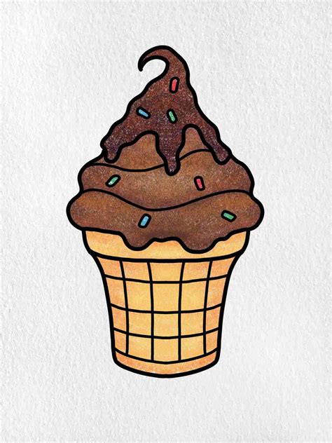 Chocolate Ice Cream Drawing - HelloArtsy