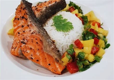 Resep Ikan salmon dengan saus salsa mangga dan nanas manis gurih wangi ...