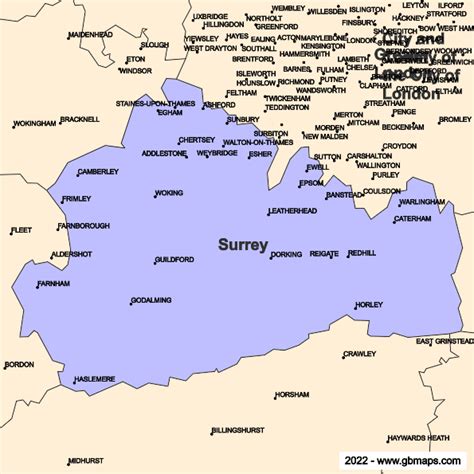 Surrey County Boundaries Map