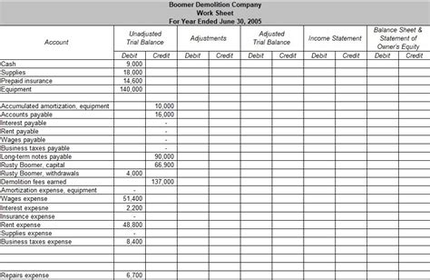 Trial Balance Excel Template