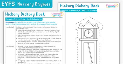 EYFS Hickory Dickory Dock Expressive Arts and Design – Classroom ...