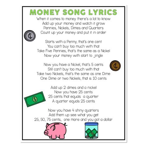 Lucky to Learn Math - Unit 4 - Money Song Lyrics Only - Lucky Little ...