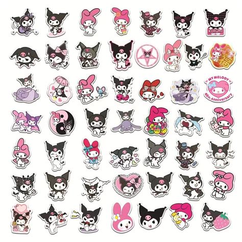 Kuromi and My Melody Stickers Pack| 50pcs Cute My Melody Kuromi Sanrio ...