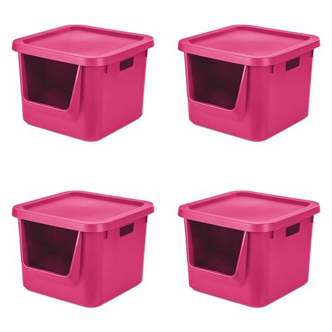 Your Zone Square Stacking Bin Fuchsia Burst Set of 4 - Walmart.com