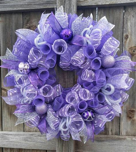 Purple Christmas wreath purple mesh wreath lavender | Etsy | Purple ...