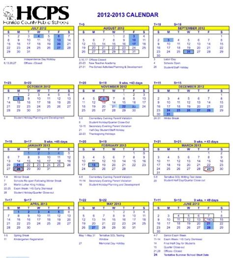 Henrico School Calendar