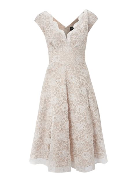 Ariella Lace Overlay Prom Dress in White | Lyst