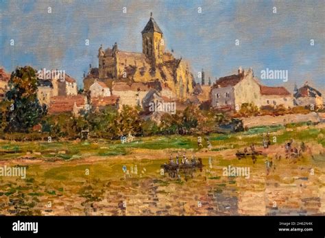 painting titled "the church at vetheuil" by french artist claude monet ...