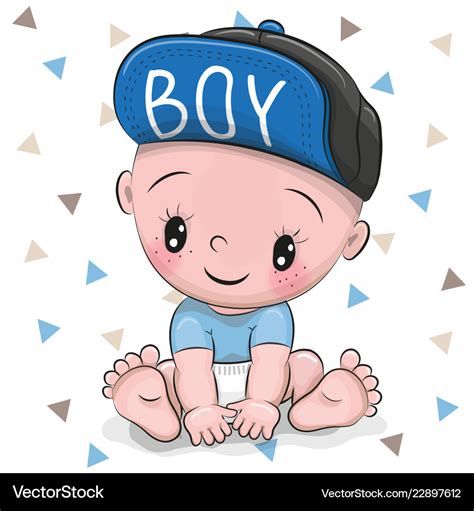 Cute cartoon baby boy in a cap Royalty Free Vector Image