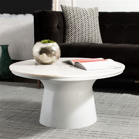 Safavieh Mila Pedestal Coffee Table - 30.5" x 30.5" x 14.5", White ...