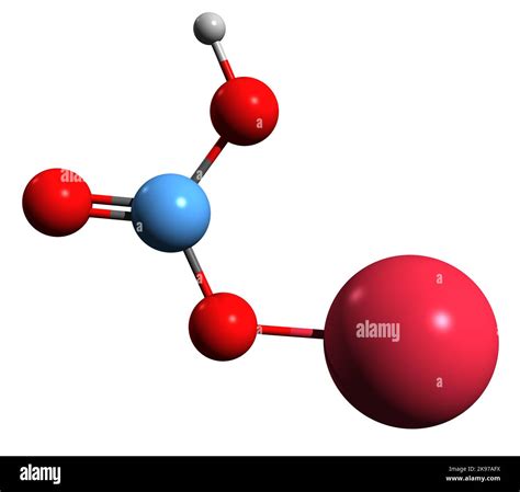 3D image of sodium bicarbonate skeletal formula - molecular chemical ...